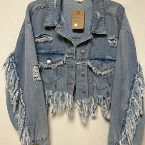 Womens  Shredded Jean Jacket